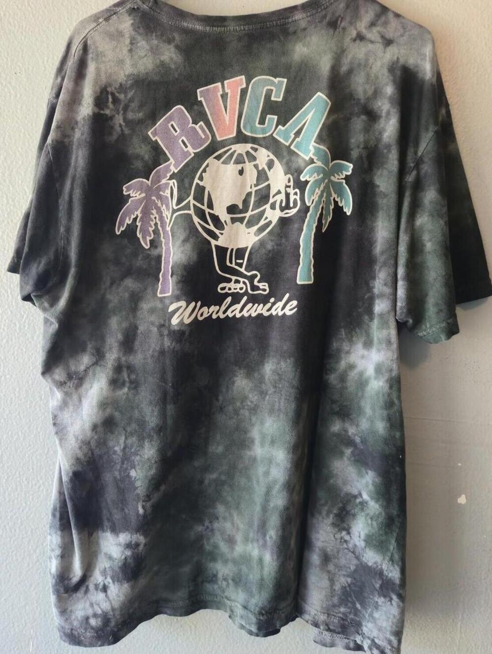 RVCA Worldwide Tie-Dye BLACK Graphic T-Shirt MENS SIZE LARGE